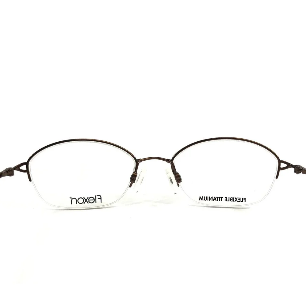 Flexon Eyeglasses Frames 651 COFFEE Brown Oval Half Rim Titanium 49-18-130
